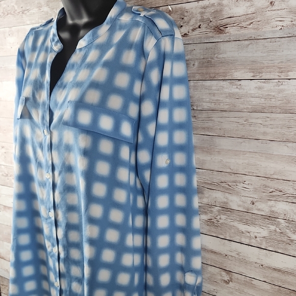 Blue and White Checkered Blouse - Picture 9 of 10